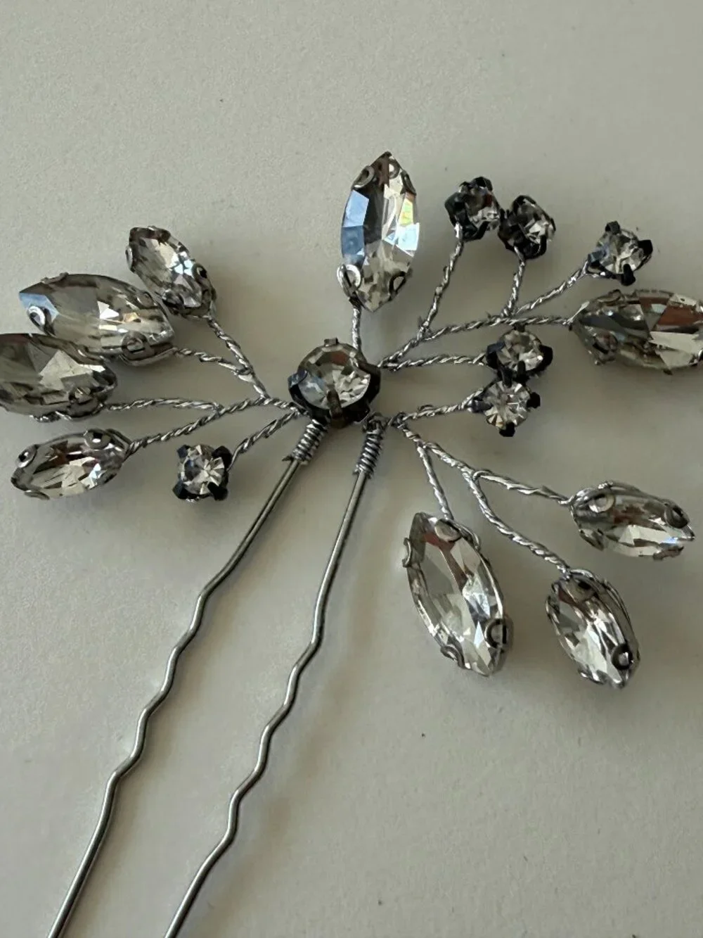 UNICRA Set of 3 Crystal Bridal Hair Pins Silver Rhinestone Wedding Updo